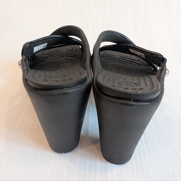 CROCS Cyprus IV Black Heeled Sandals Shoes Size 5 - Picture 6 of 10